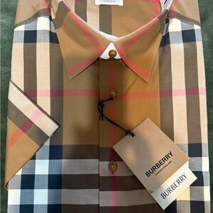 New Burberry Men's Plaid Shirt - Tan